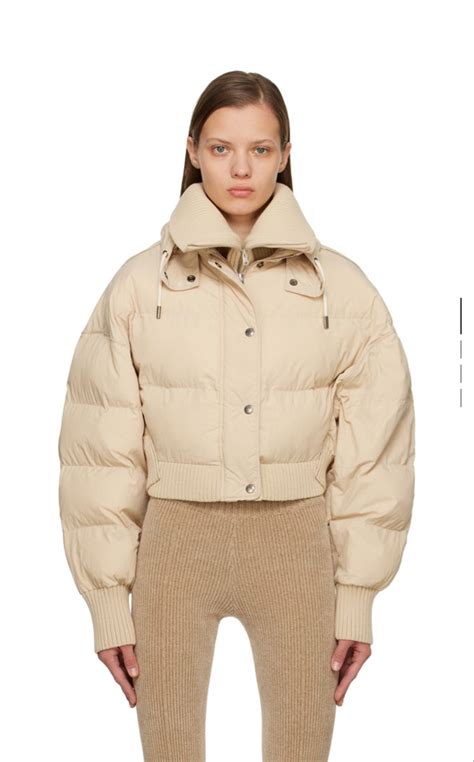 Cropped technical pongé down jacket 